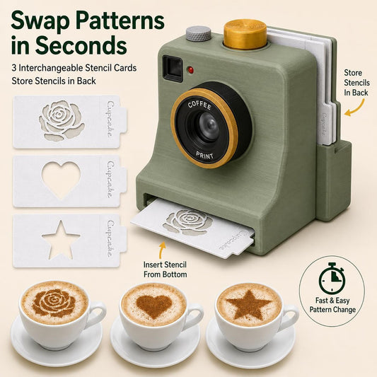 Coffee Art Stencil Printer: Manual Latte & Cappuccino Decorating Tool