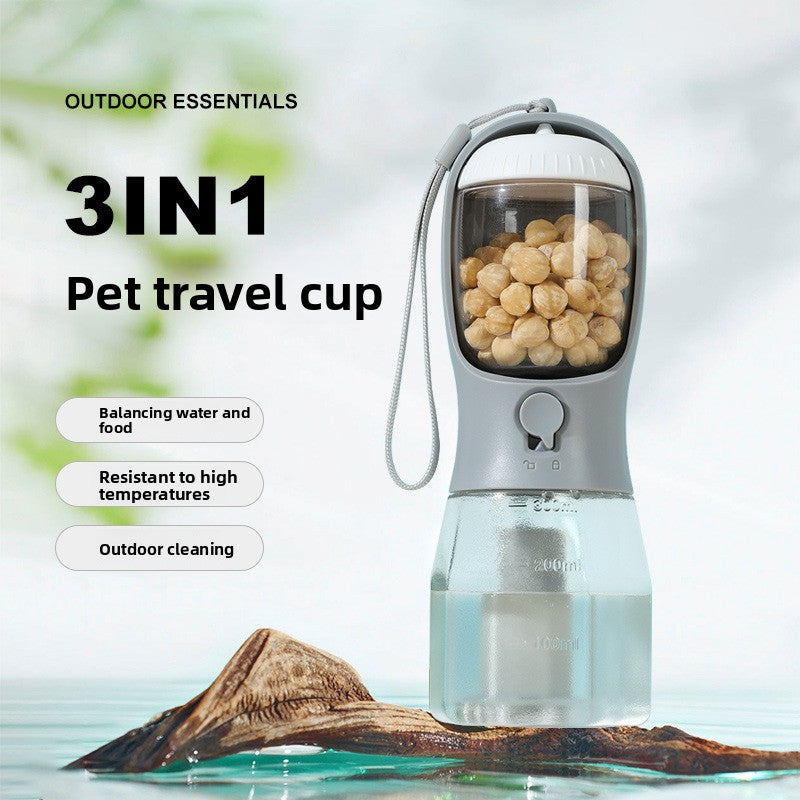 3-in-1 BPA-Free Pet Water Bottle - Leak-Proof Lock-Seal Dog Travel Supplies with Built-In Filtration, Food Storage, Poop Bag Dispenser, Sealed Bags, Mess-Free Design, Travel-Friendly Hiking Accessory