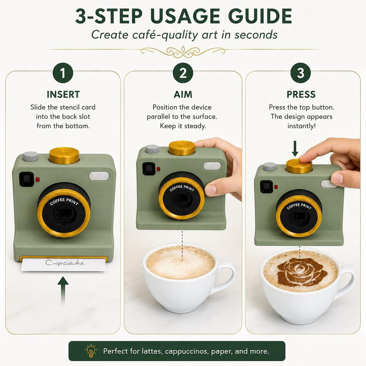 Coffee Art Stencil Printer ? Manual Latte & Cappuccino Decorating Tool