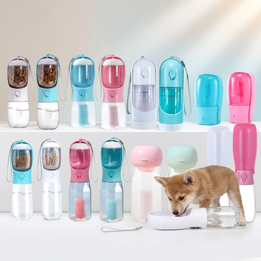 3-in-1 BPA-Free Pet Water Bottle - Leak-Proof Lock-Seal Dog Travel Supplies with Built-In Filtration, Food Storage, Poop Bag Dispenser, Sealed Bags, Mess-Free Design, Travel-Friendly Hiking Accessory